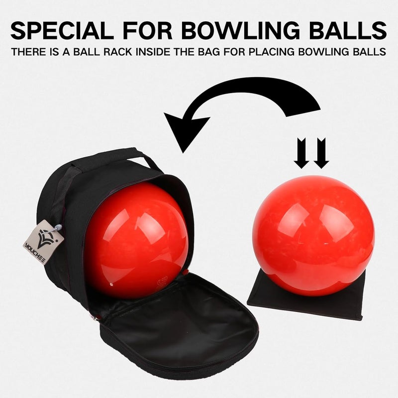 Yoochee Compact Single Bowling Ball Tote Bag for Spare Ball, Lightweight One-Ball Bowling Bag with Built-In Ball Holder, Easy Carry Handle, Durable for Practice & League Play - Image 3